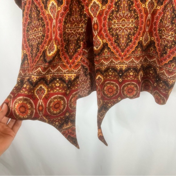 Vintage Carole Little NeoClassical Art-to-Wear Blouse Boho Paisley Tie-Front 10 - Picture 8 of 13